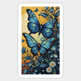 Starry Night Flutter: Van Gogh's Butterfly Mosaic Magnet